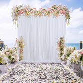 Lofaris Two Panels White Tulle Backdrop Wedding Arch Drapes 10FT X 14FT